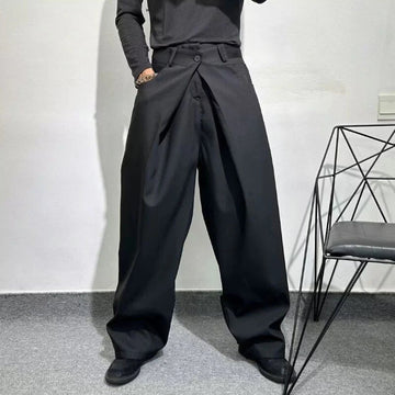 AIDASE  -  Men's Solid Color Straight Suit Trousers Korean Fashion Trend High Street Simple Loose Casual Breathable Summer New Men's Bottom aidase-shop